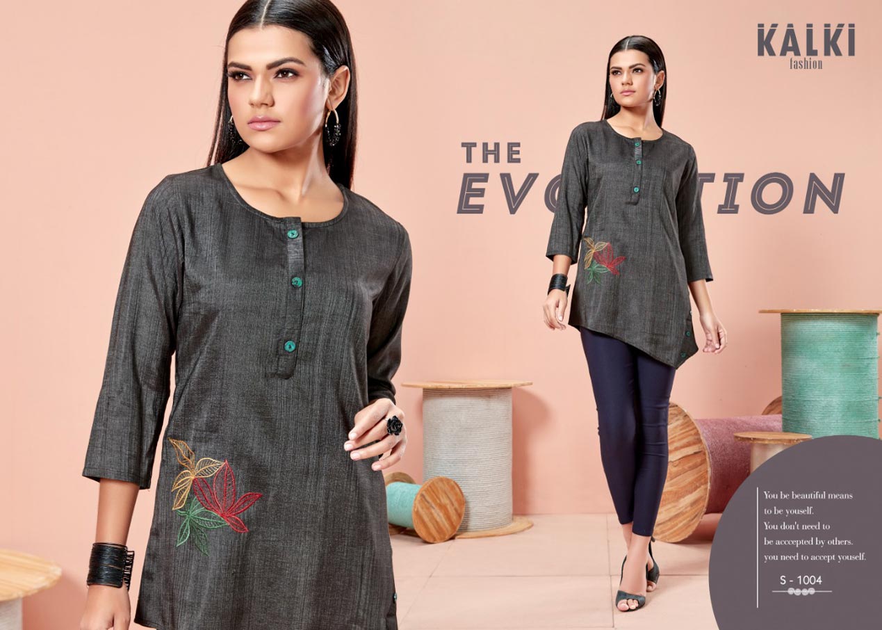 Rida Designer Denim Pure Silk Tops by Kalki Fashion Rida Designer Denim Pure Silk Tops by Kalki Fashion